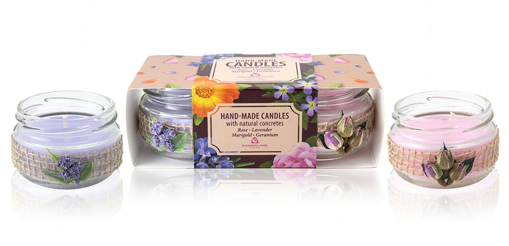 HAND-MADE CANDLE SET ROSE AND LAVENDER